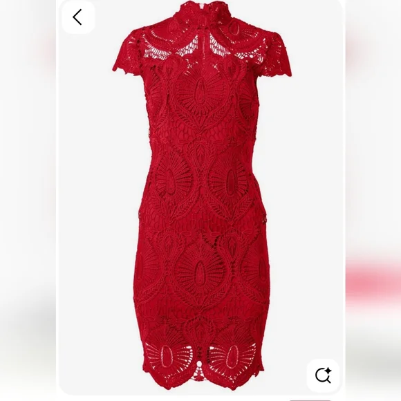 Women's Lace Midi Dress Midi - Red, Size 10 by Venus Women's Lace Midi Dress Midi - Red, Size 10 by Venus